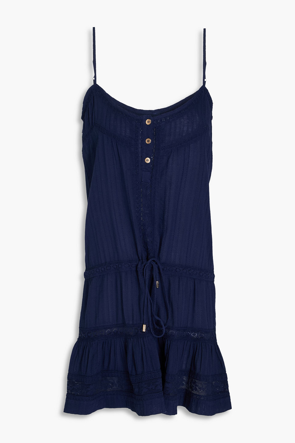Melissa Odabash Kelly Cotton-gauze Mini Dress In Navy