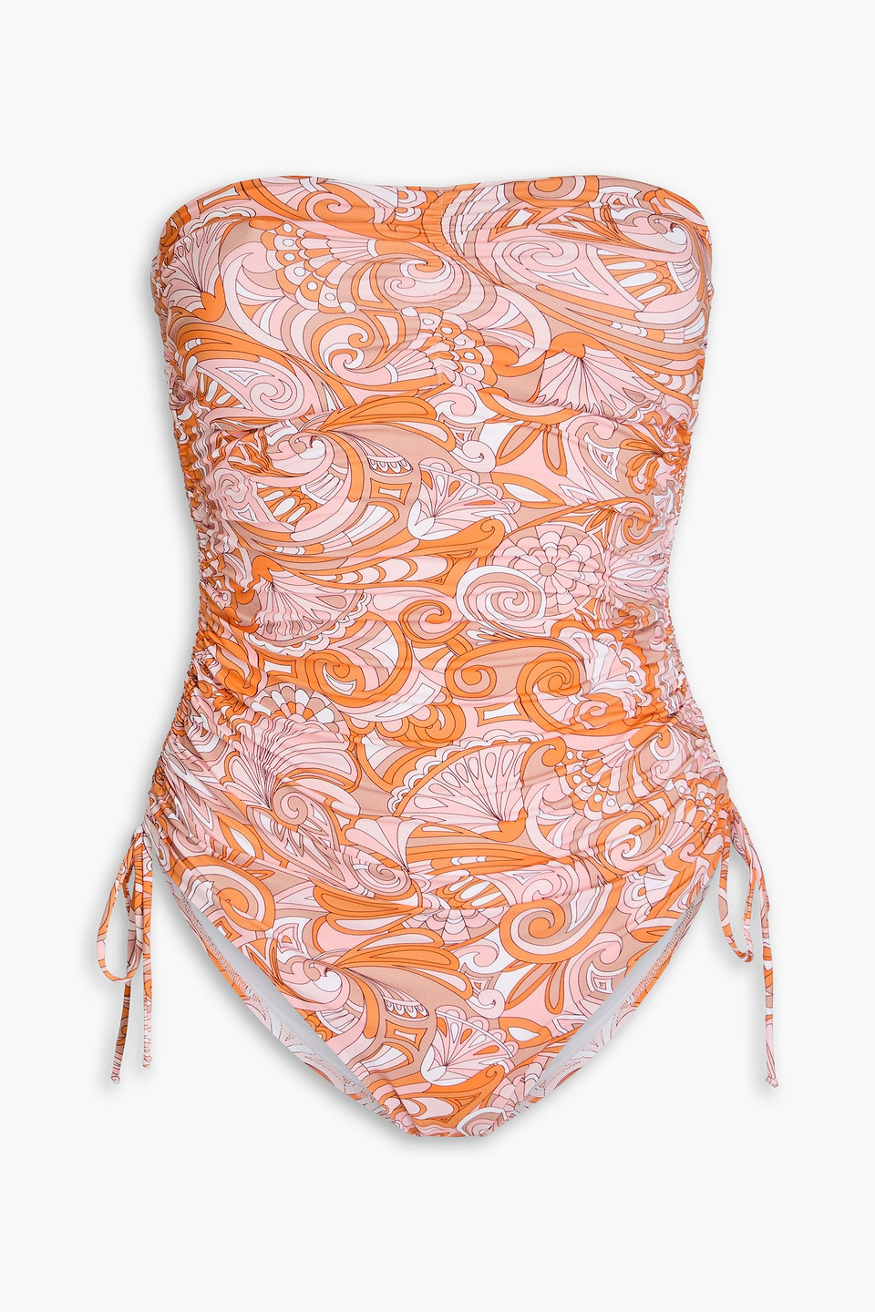 Sydney printed ruched bandeau swimsuit