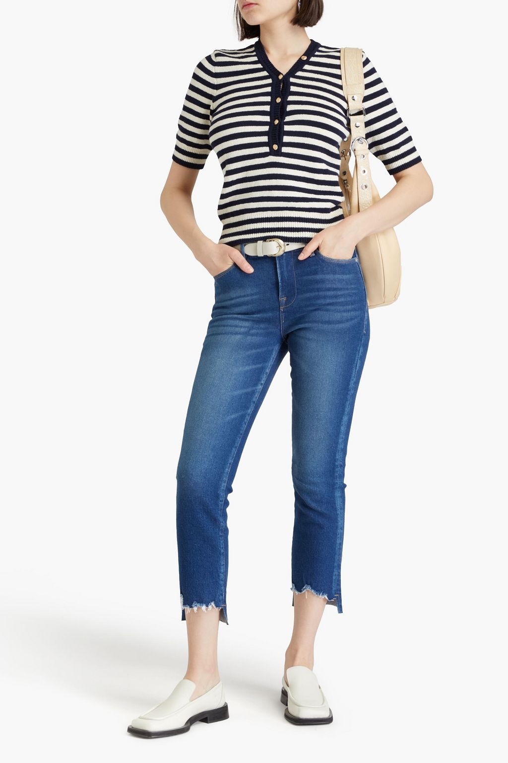 FRAME Le High Straight cropped high-rise straight-leg jeans