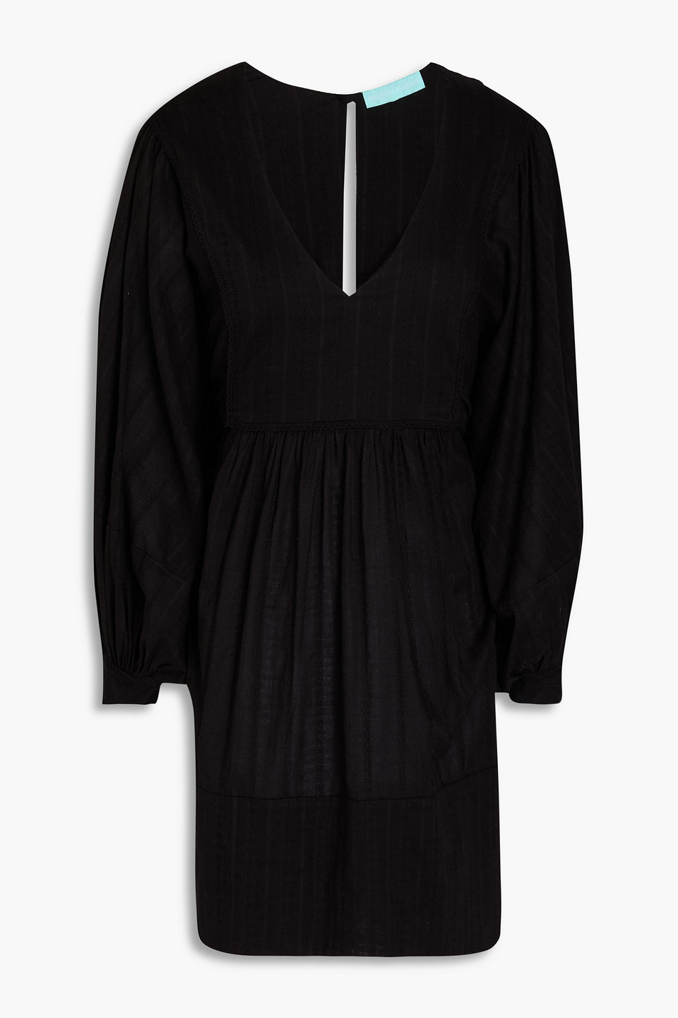 Melissa Odabash Camilla Embroidered Cotton-mousseline Mini Dress In Black
