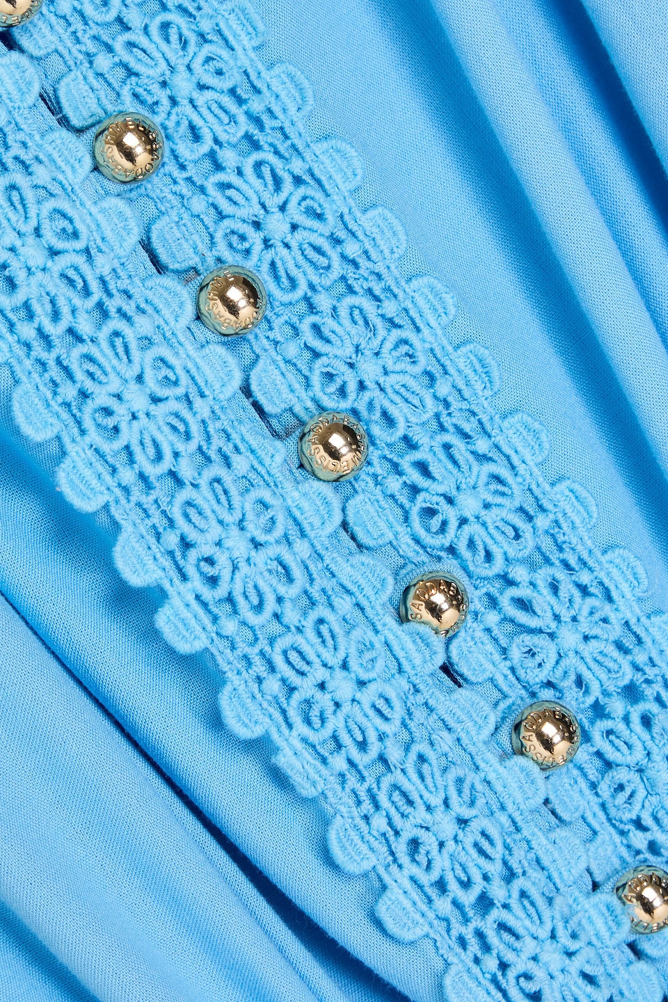 Shop Melissa Odabash Chelsea Crochet-trimmed Voile Mini Dress In Azure