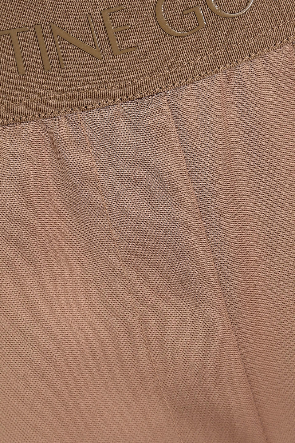 Shop Stine Goya Ciara Pleated Satin-twill Wide-leg Pants In Taupe