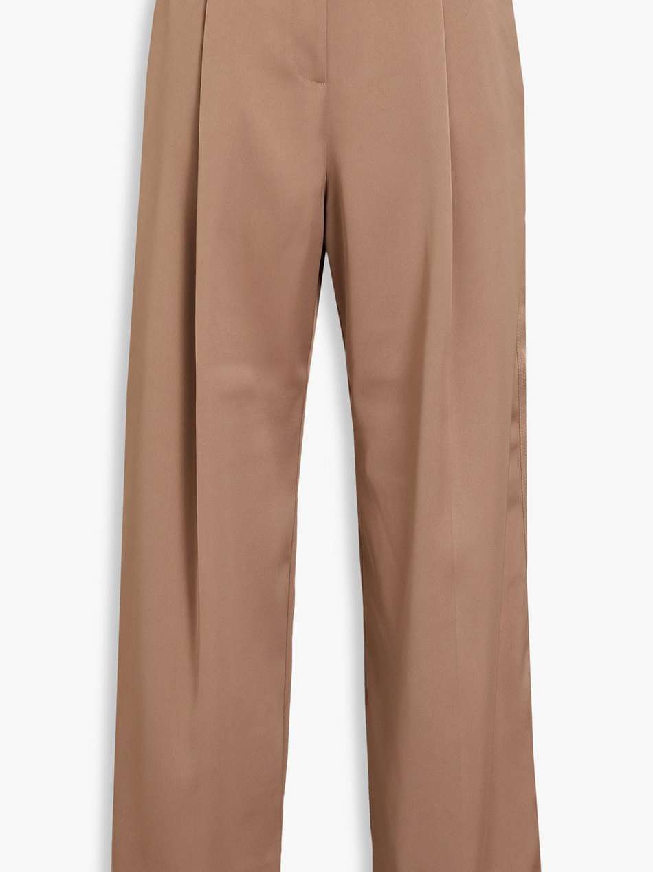 ciara pleated satin-twill wide-leg pants