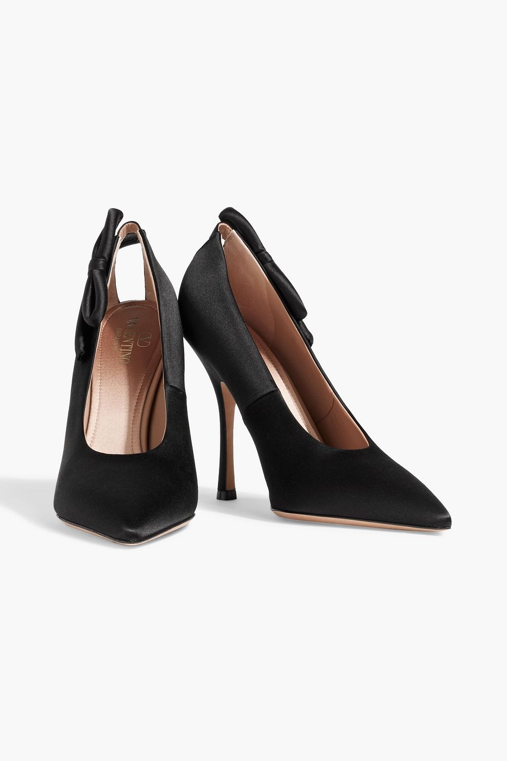 VALENTINO GARAVANI Bow-detailed cutout satin pumps