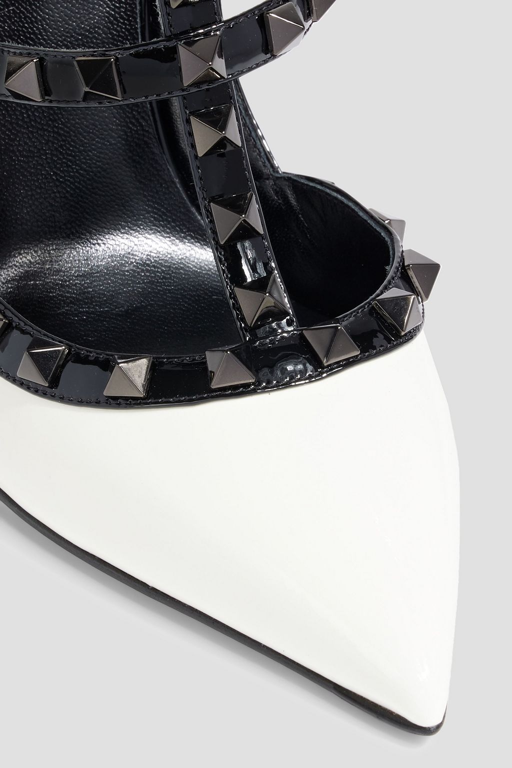 VALENTINO GARAVANI Rockstud 100 two-tone patent-leather pumps