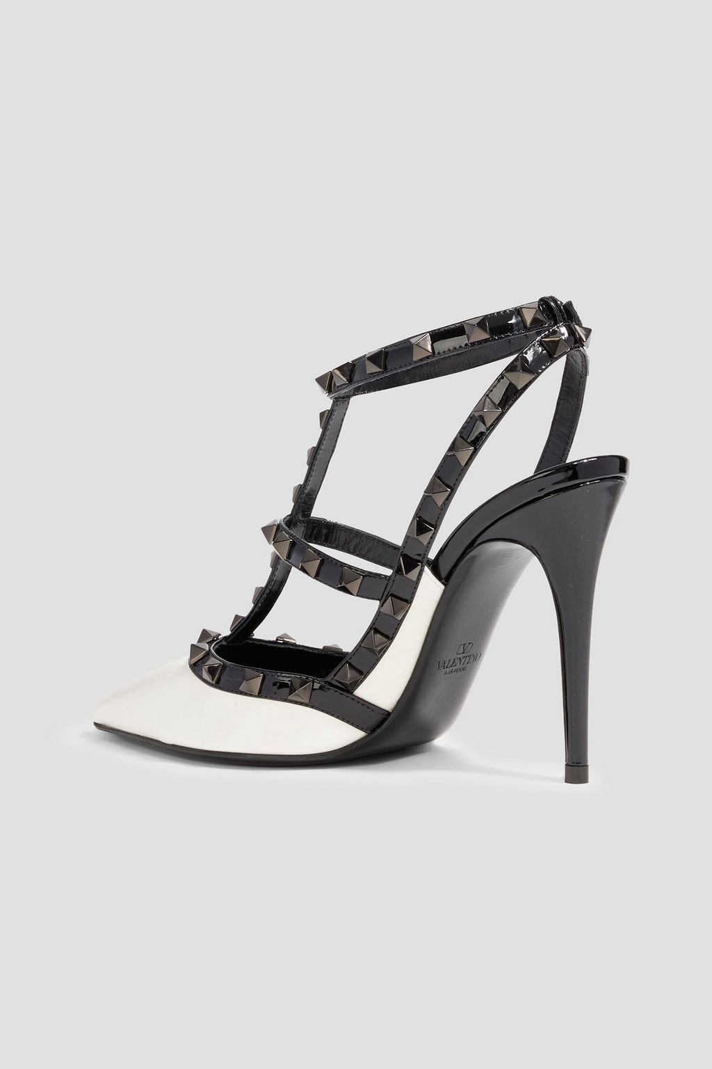VALENTINO GARAVANI Rockstud 100 two-tone patent-leather pumps