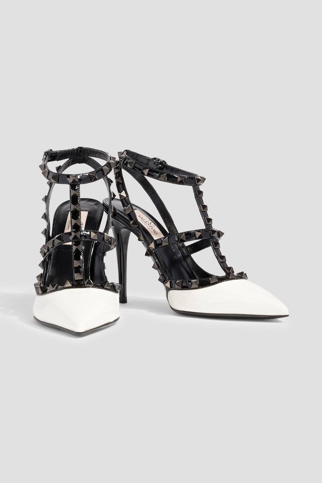 VALENTINO GARAVANI Rockstud 100 two-tone patent-leather pumps