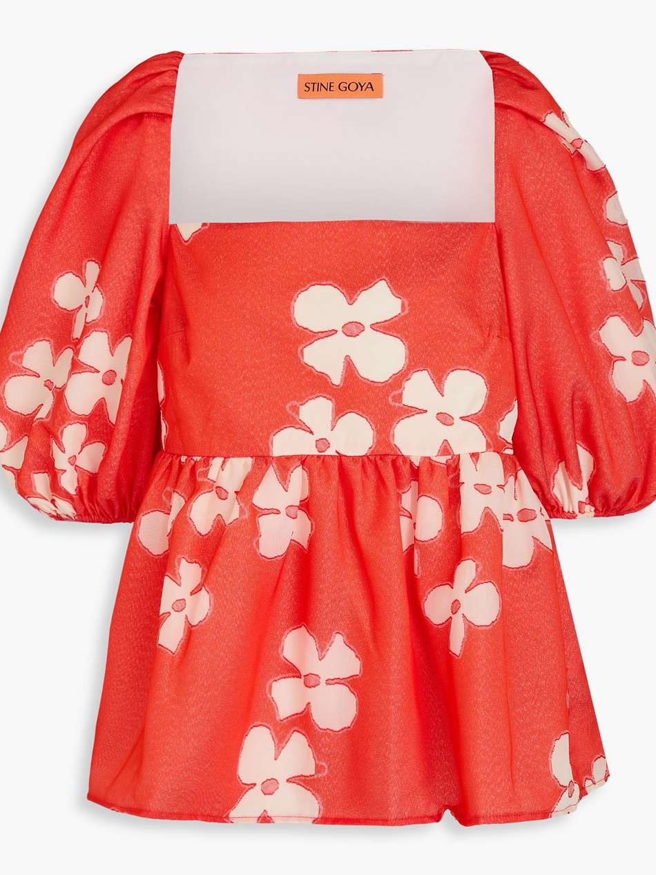 kinsley floral-jacquard peplum top