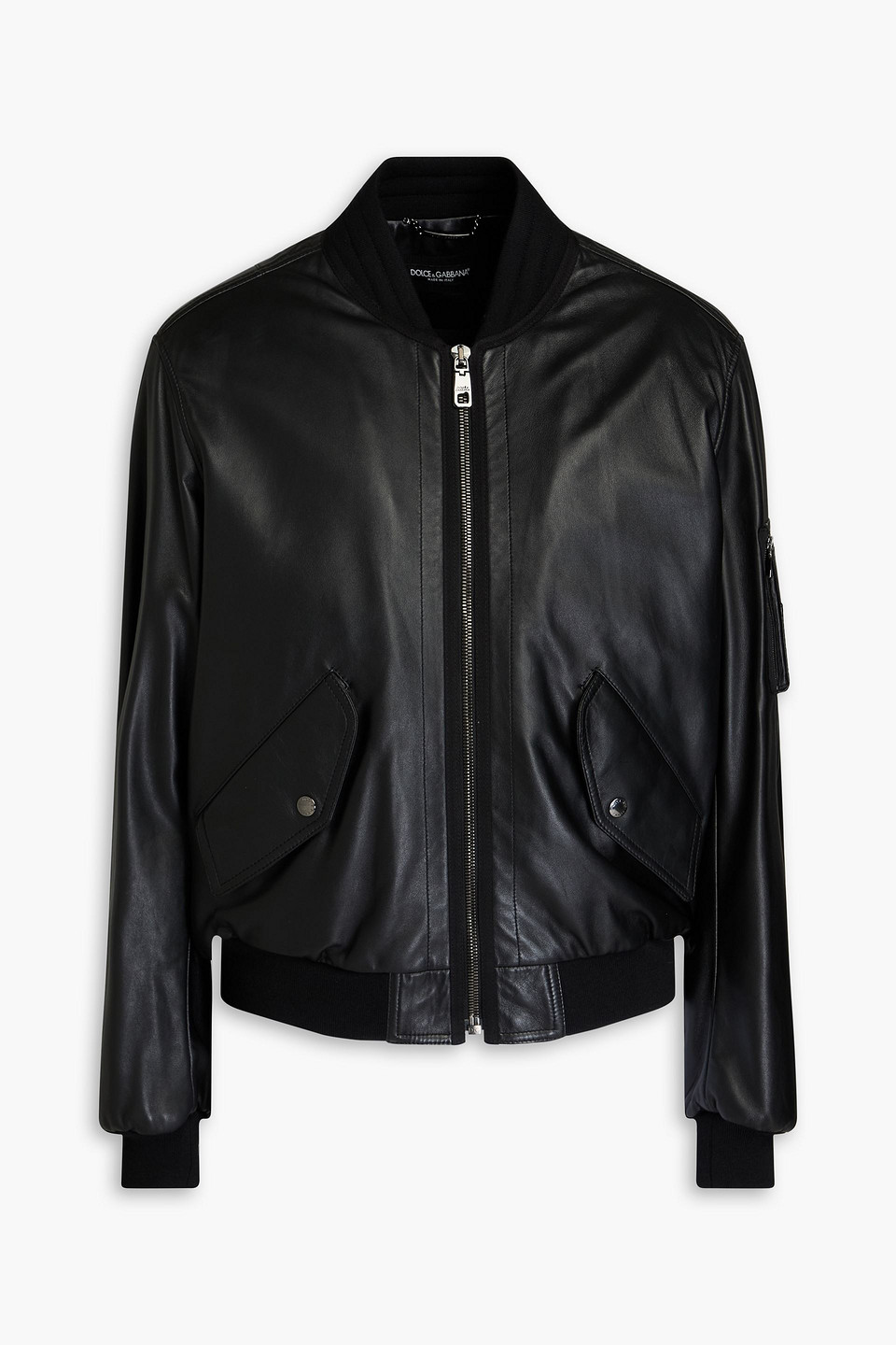 Dolce & Gabbana Bomberjacke Aus Leder In Schwarz