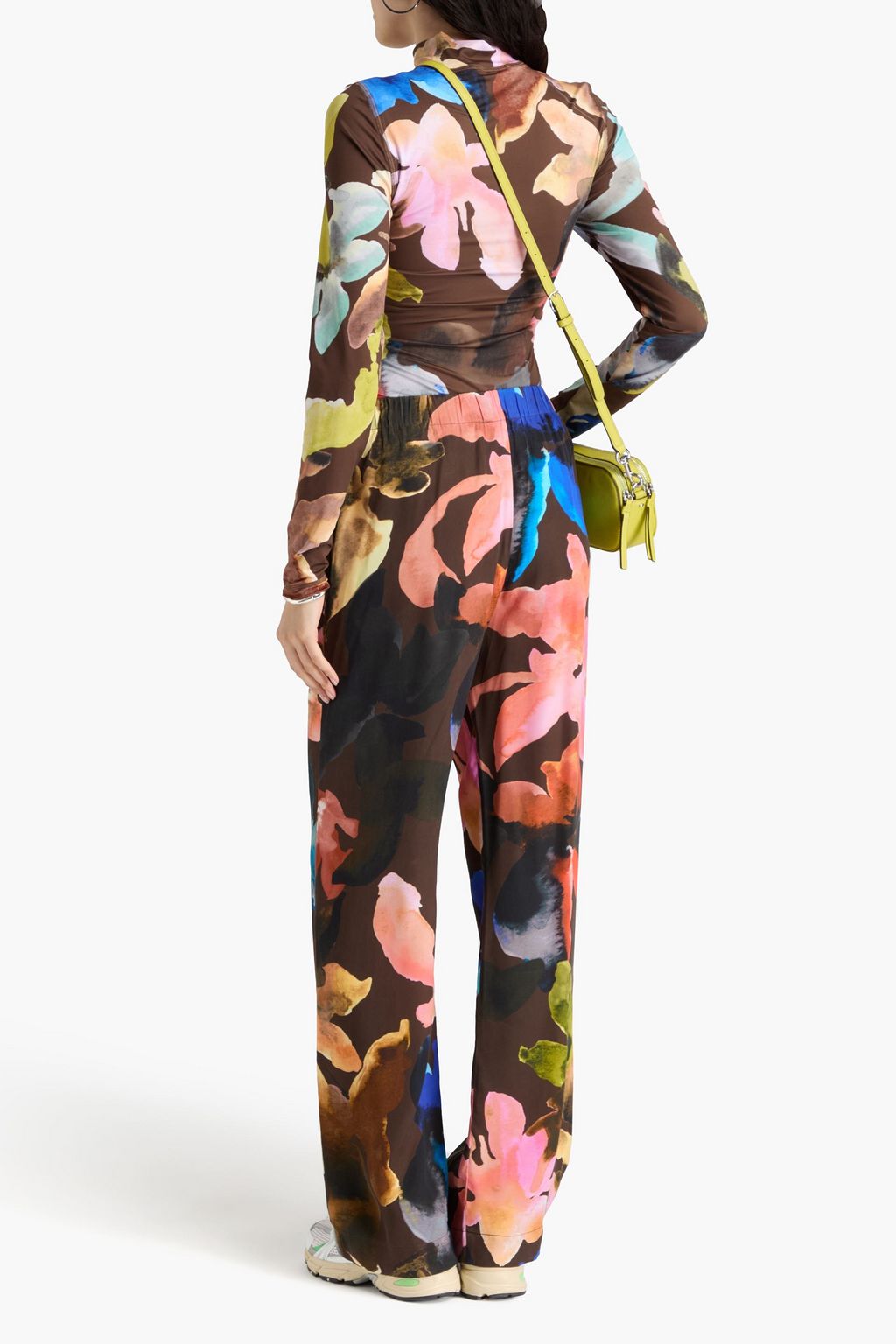 STINE GOYA Floral-print TENCEL™ Lyocell-blend satin wide-leg pants