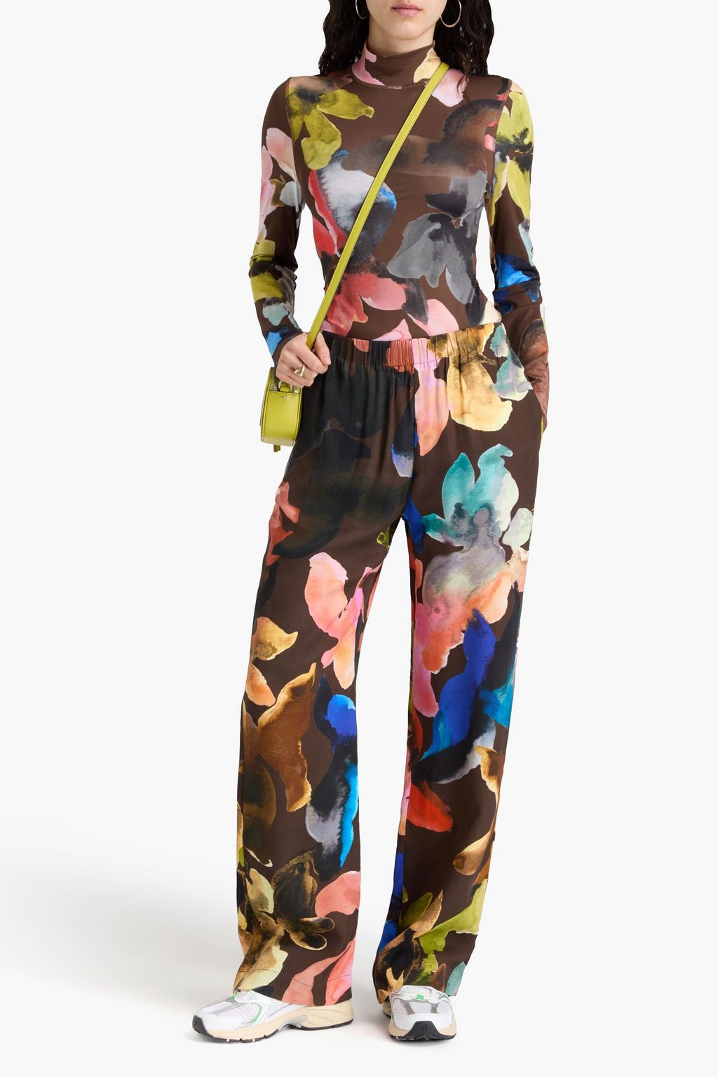 STINE GOYA Floral-print TENCEL™ Lyocell-blend satin wide-leg pants