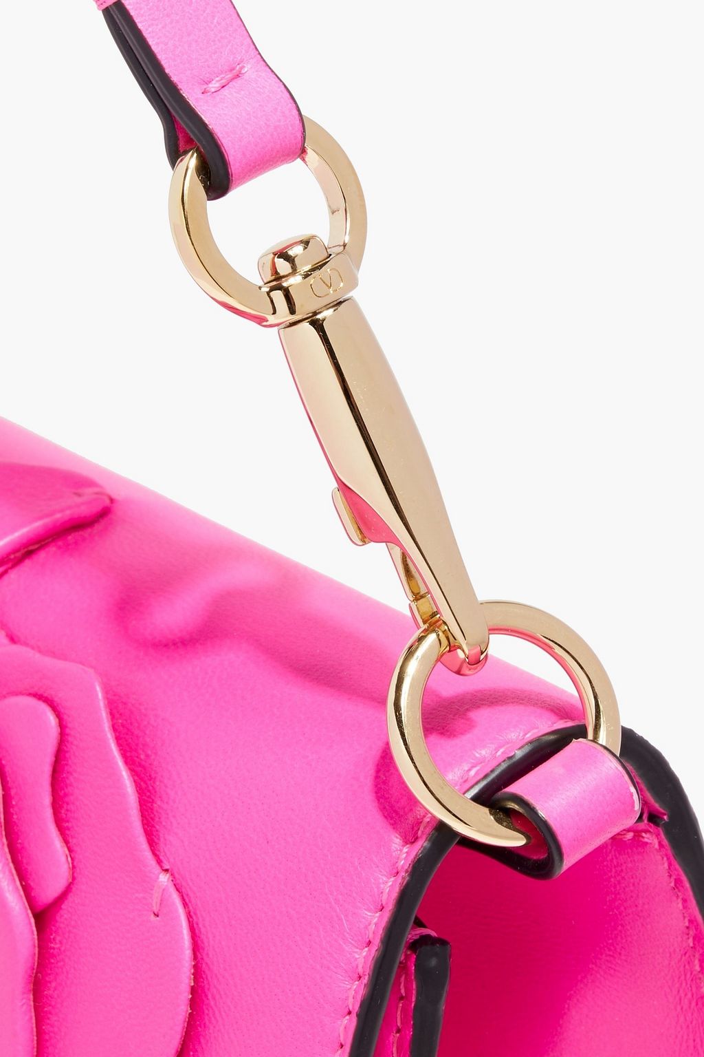 VALENTINO GARAVANI Locò floral-appliquéd leather shoulder bag