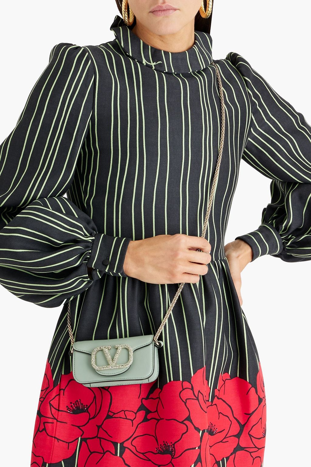 VALENTINO GARAVANI Locò small crystal-embellished leather shoulder bag