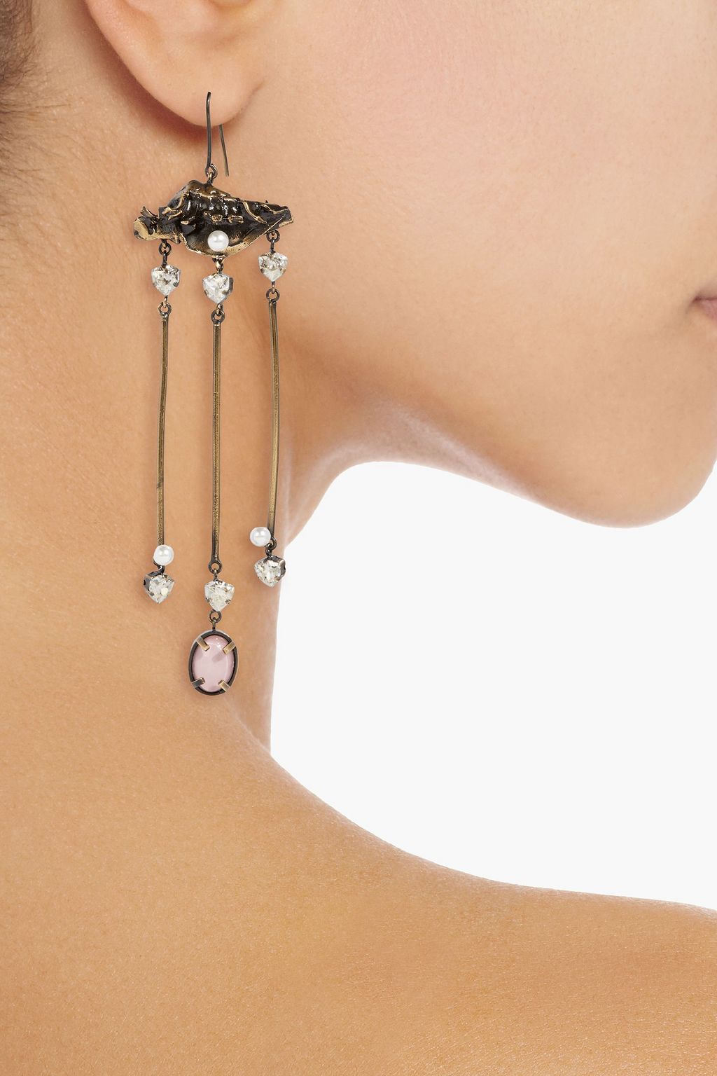 VALENTINO GARAVANI Burnished gold-tone multi-stone single earring