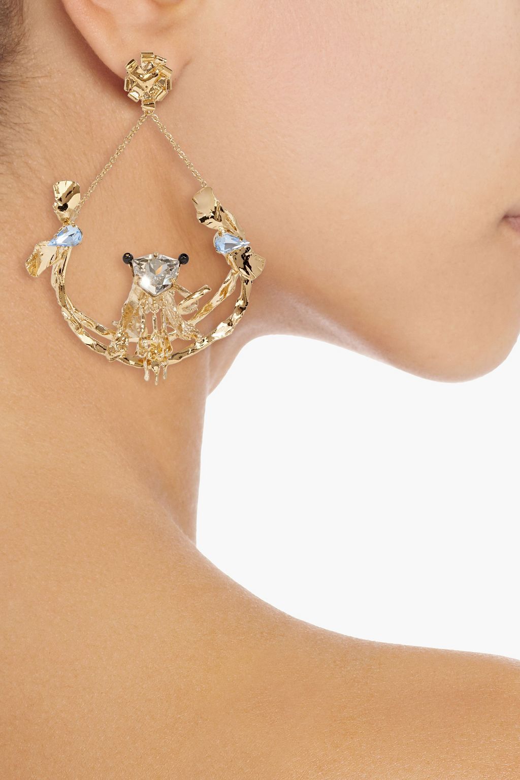 VALENTINO GARAVANI Gold-tone, crystal and bead single earring