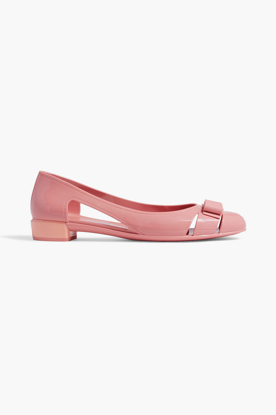 Ferragamo Vara Cutout Pvc Ballet Flats In Baby Pink