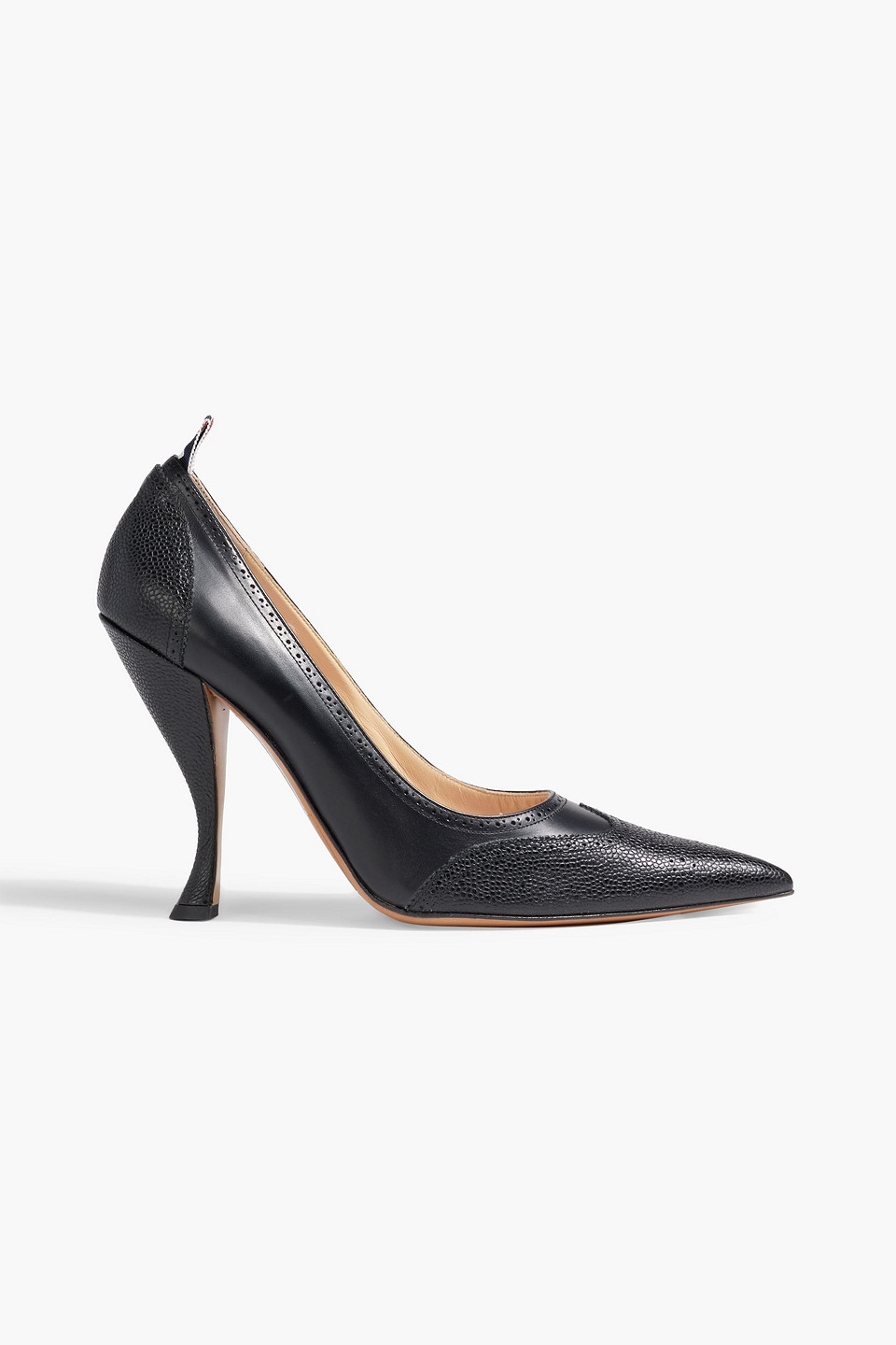 Thom Browne Smooth And Pebbled-leather Pumps In Black