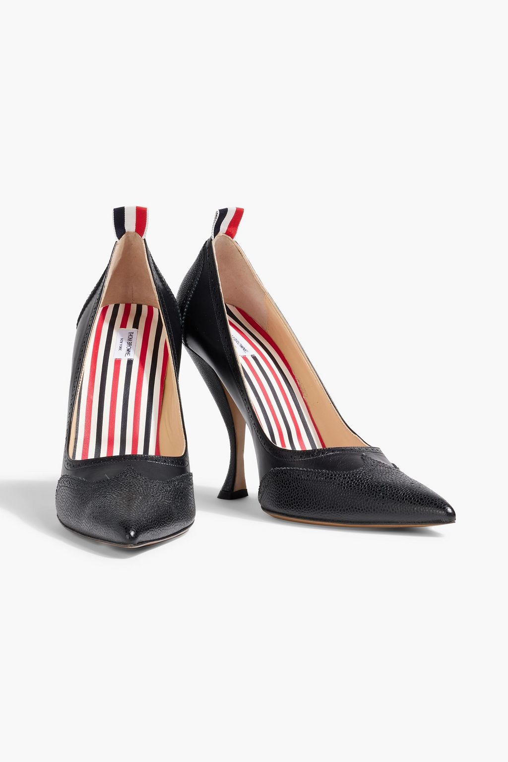 THOM BROWNE Smooth and pebbled-leather pumps