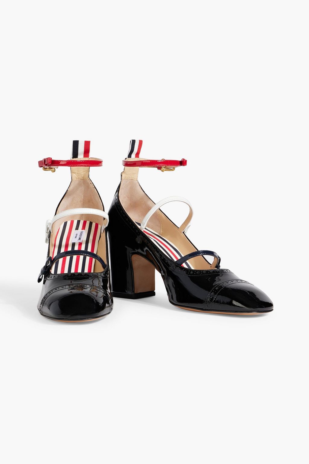 THOM BROWNE Court bow-detailed patent-leather pumps