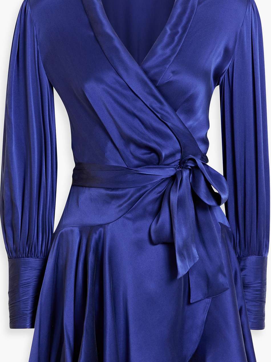 silk-satin mini wrap dress