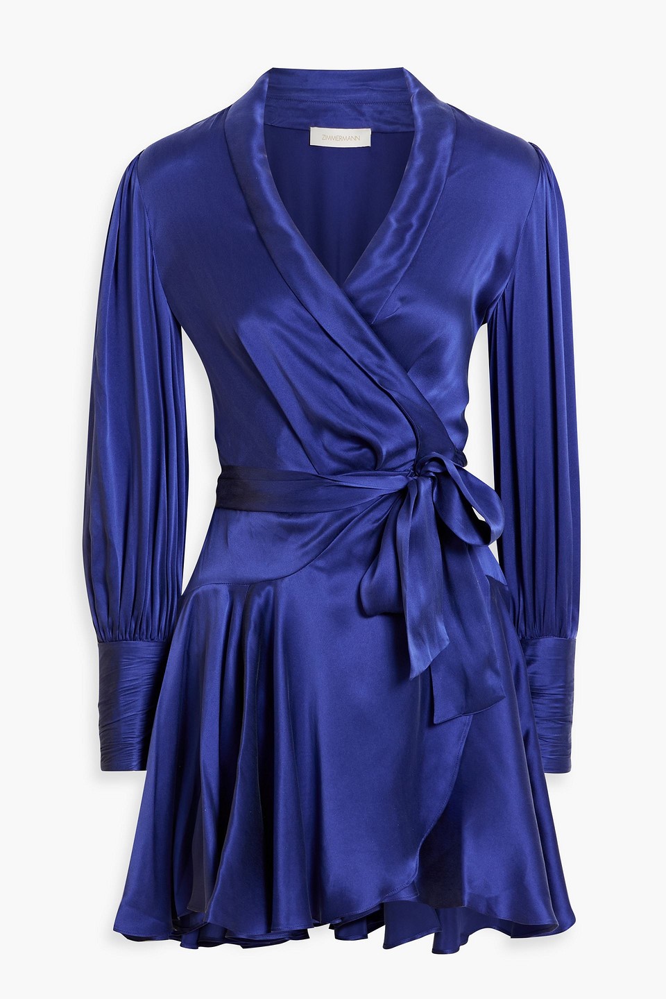 Silk-satin mini wrap dress
