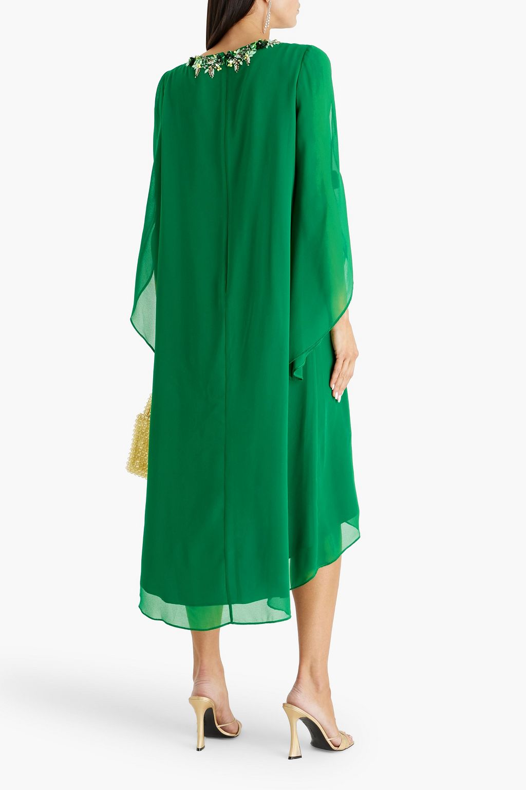 BADGLEY MISCHKA Embellished chiffon midi dress