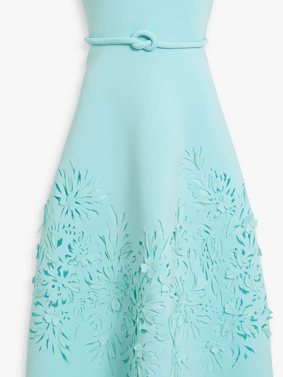 strapless laser-cut scuba midi dress