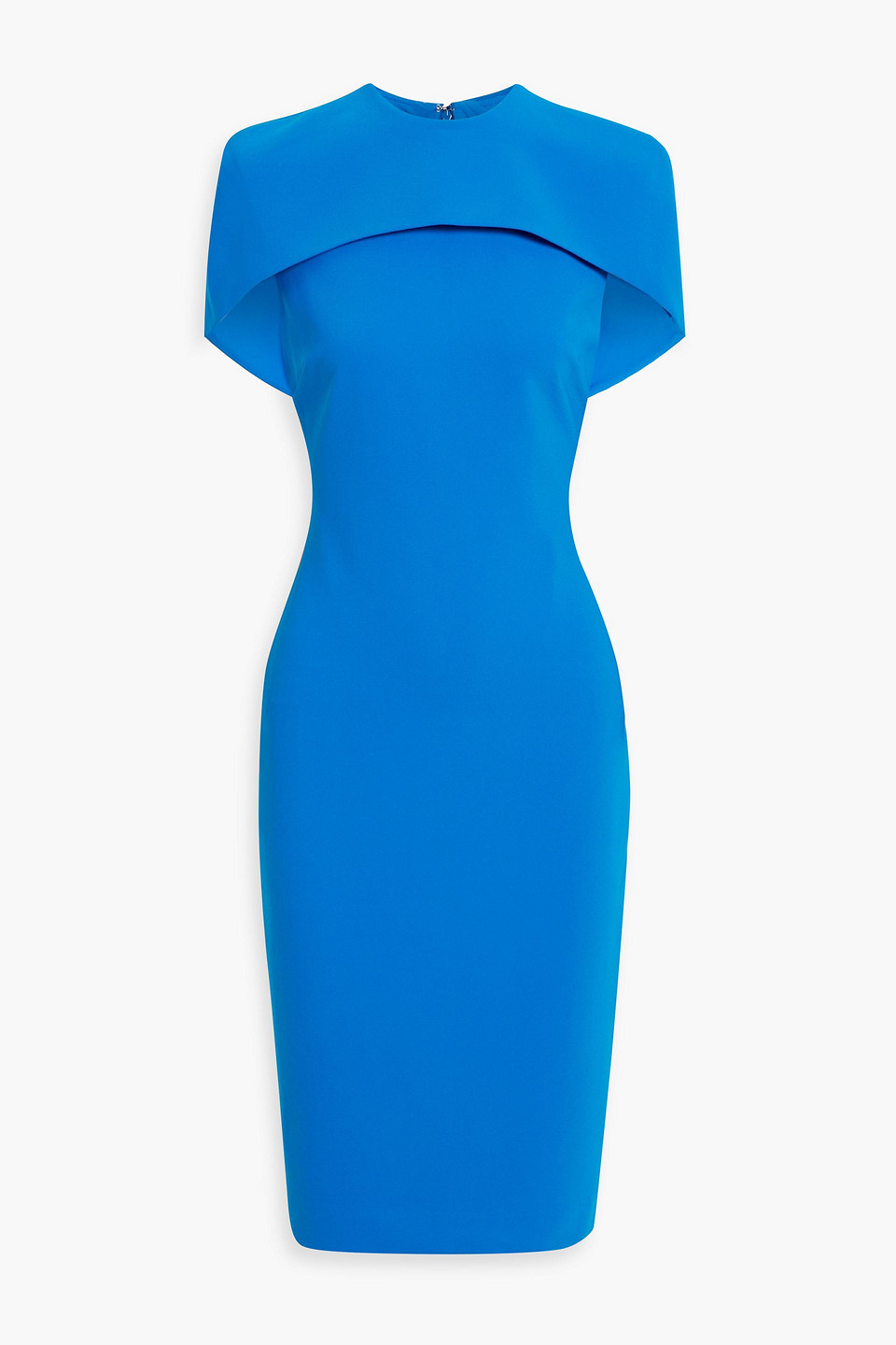 Badgley Mischka Cape-effect Crepe Dress In Cobalt Blue