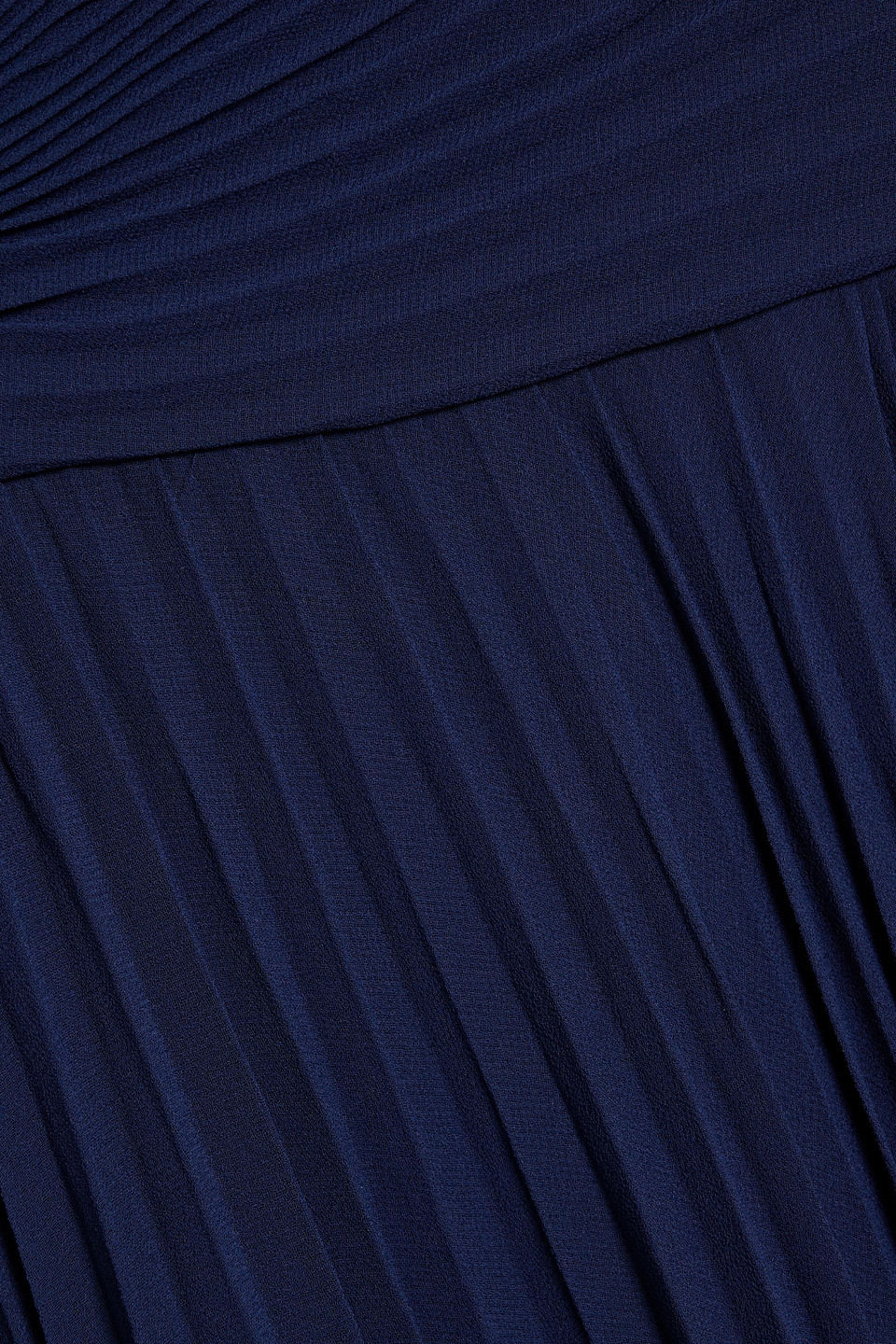 Badgley Mischka Plissé-chiffon Midi Dress In Navy