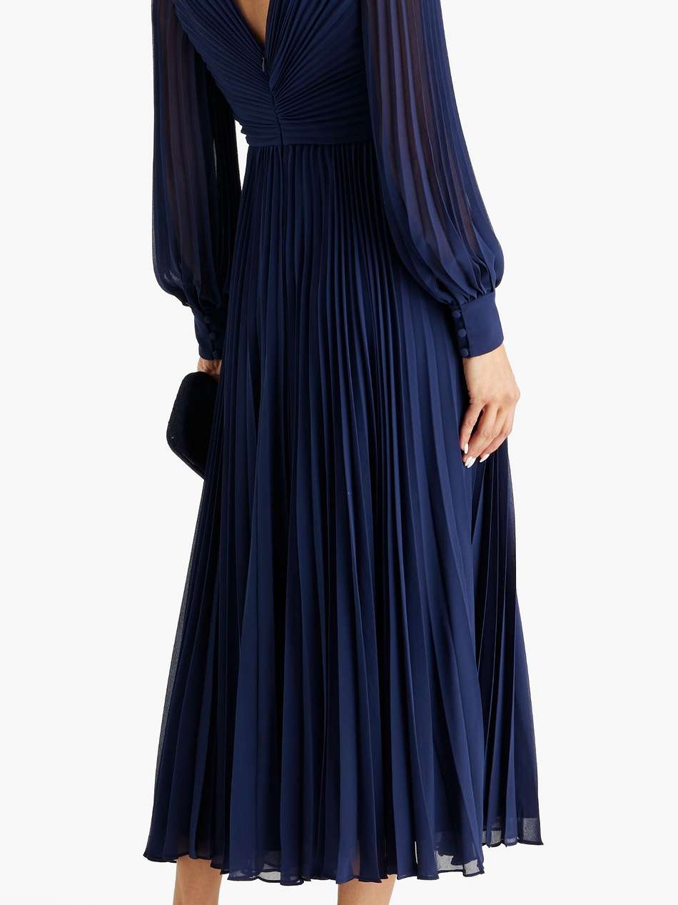 plissé-chiffon midi dress