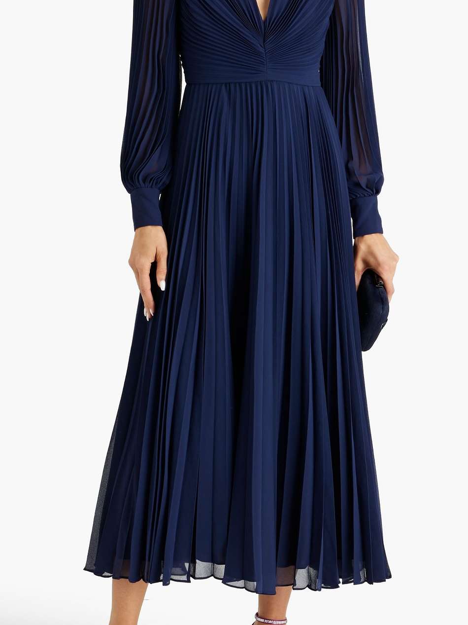 plissé-chiffon midi dress