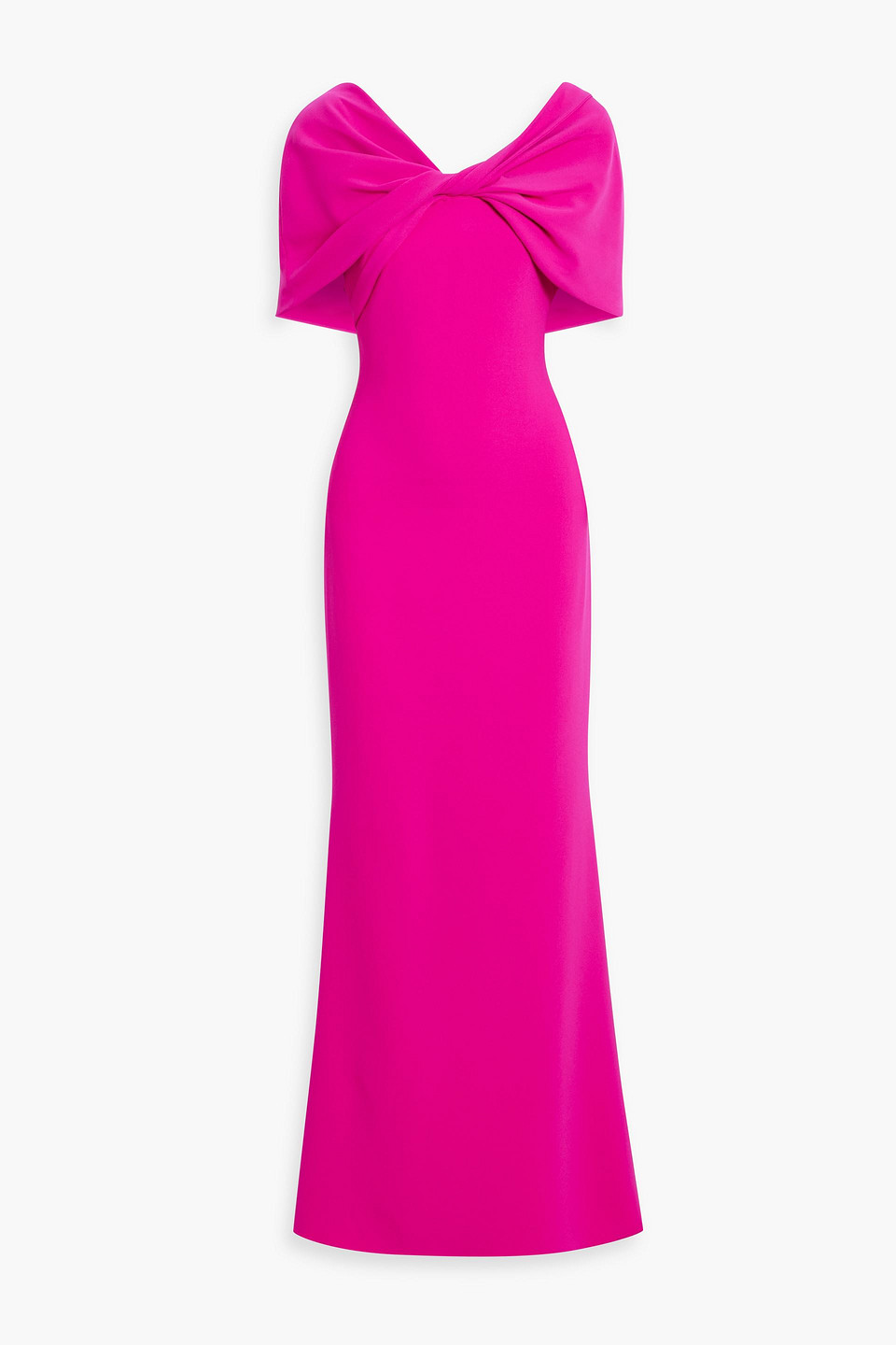 Badgley Mischka Twist-front Trumpet Gown In Fuchsia