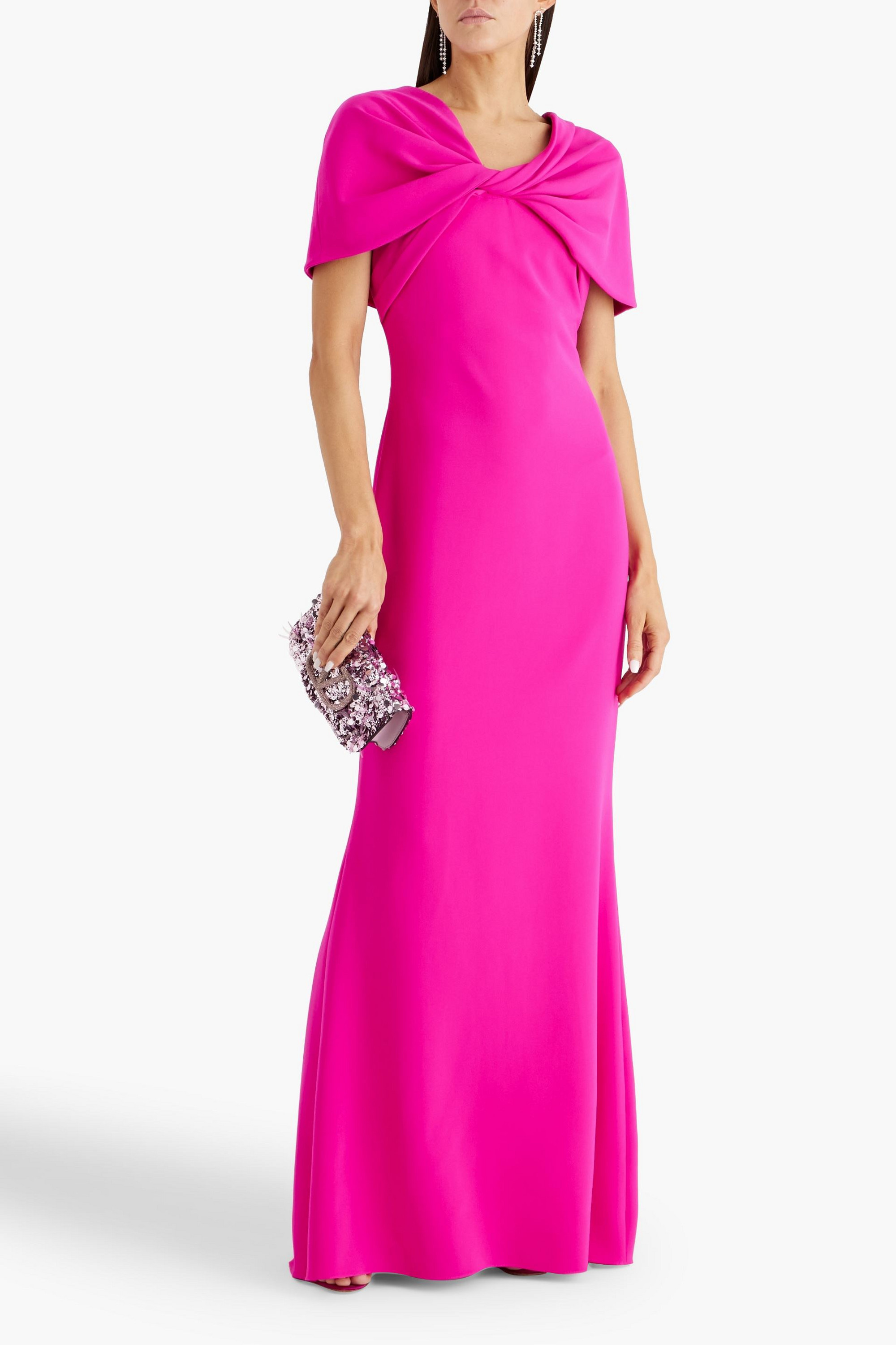 Badgley Mischka Draped crepe gown