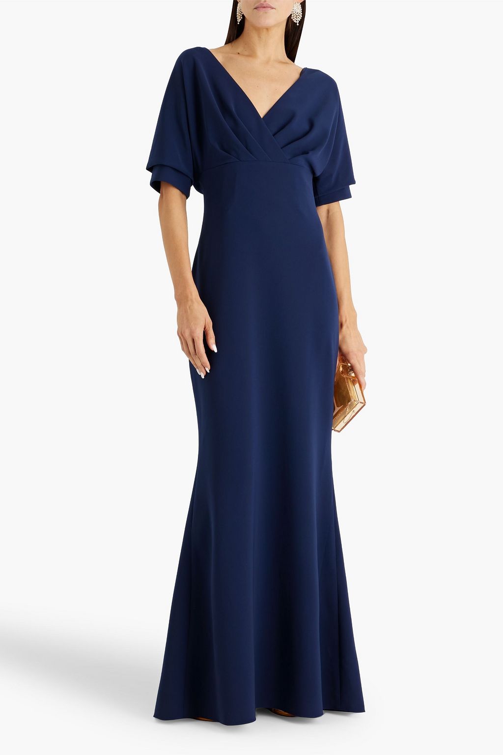 BADGLEY MISCHKA فستان سهرة من الكريب بتصميم منسدل
