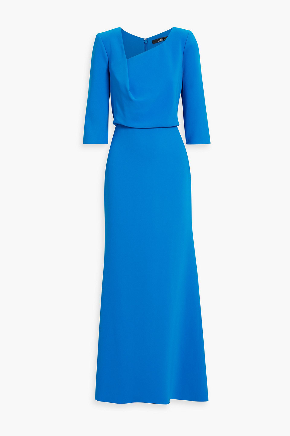 Badgley Mischka Draped Crepe Gown In Cobalt Blue