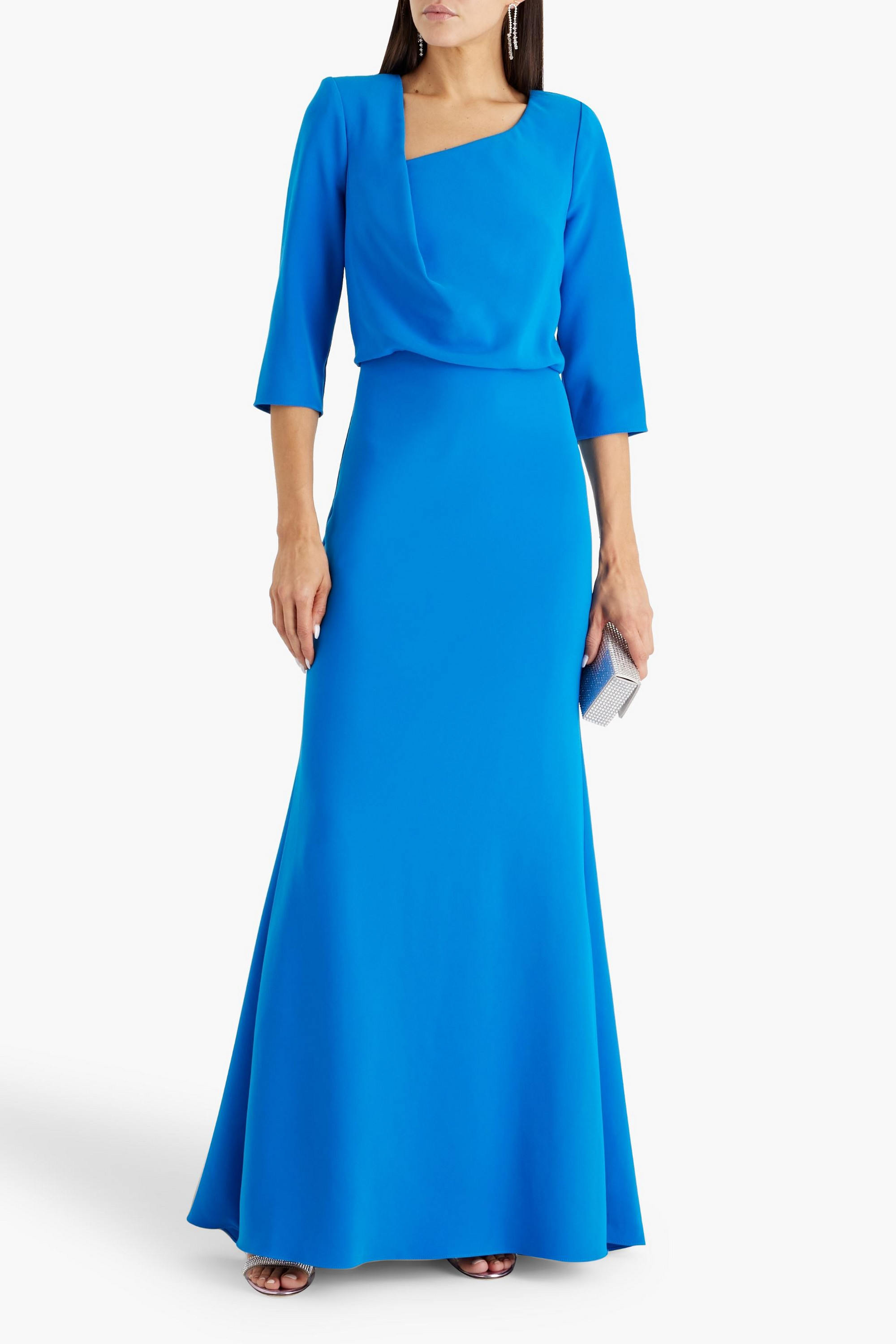 Badgley Mischka Draped crepe gown
