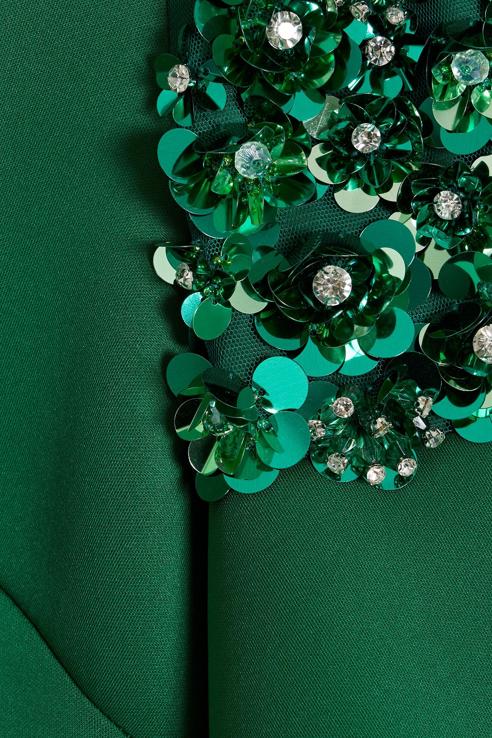 Badgley Mischka Embellished Scuba Gown In Emerald
