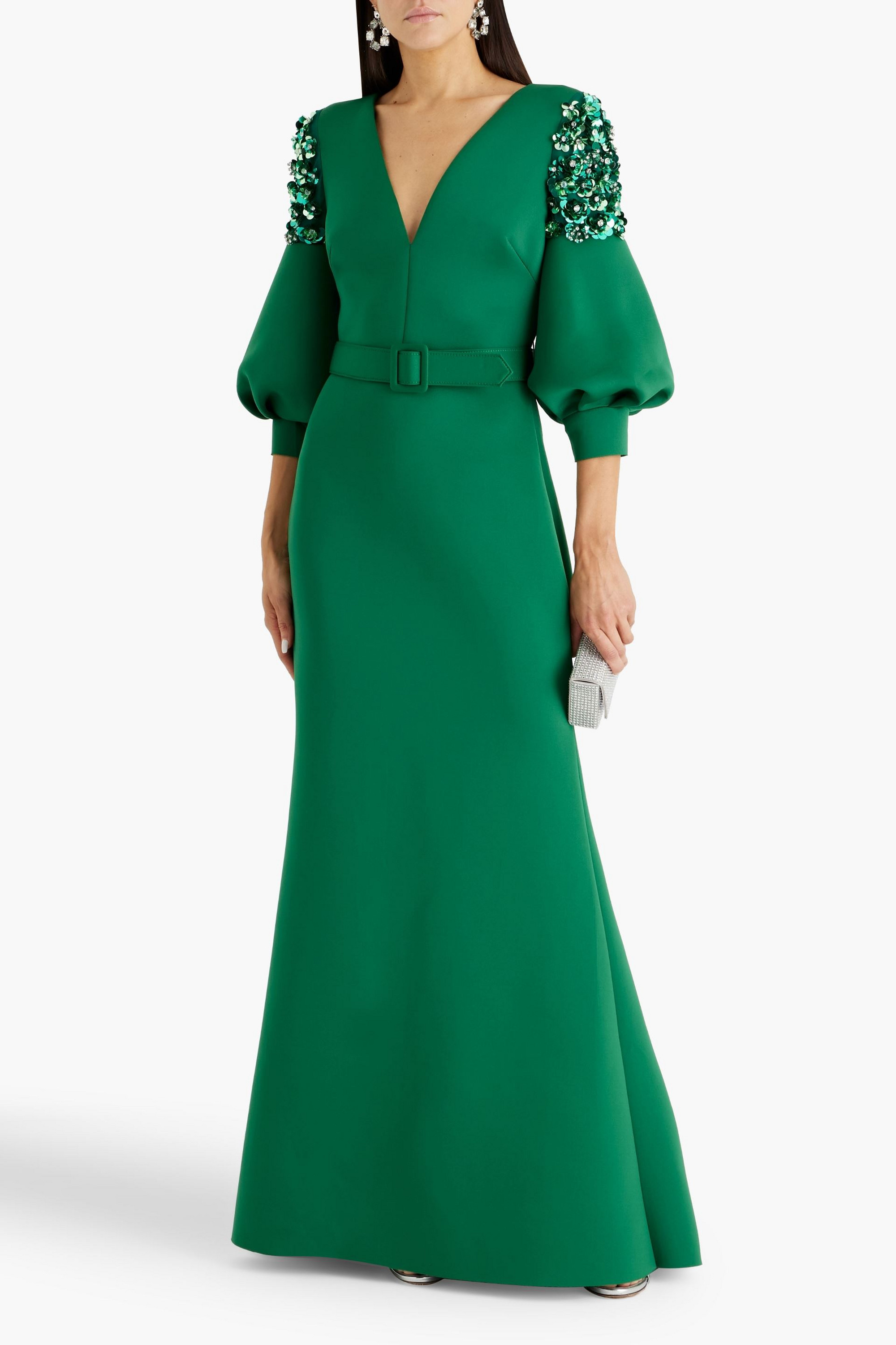 Badgley Mischka Embellished scuba gown