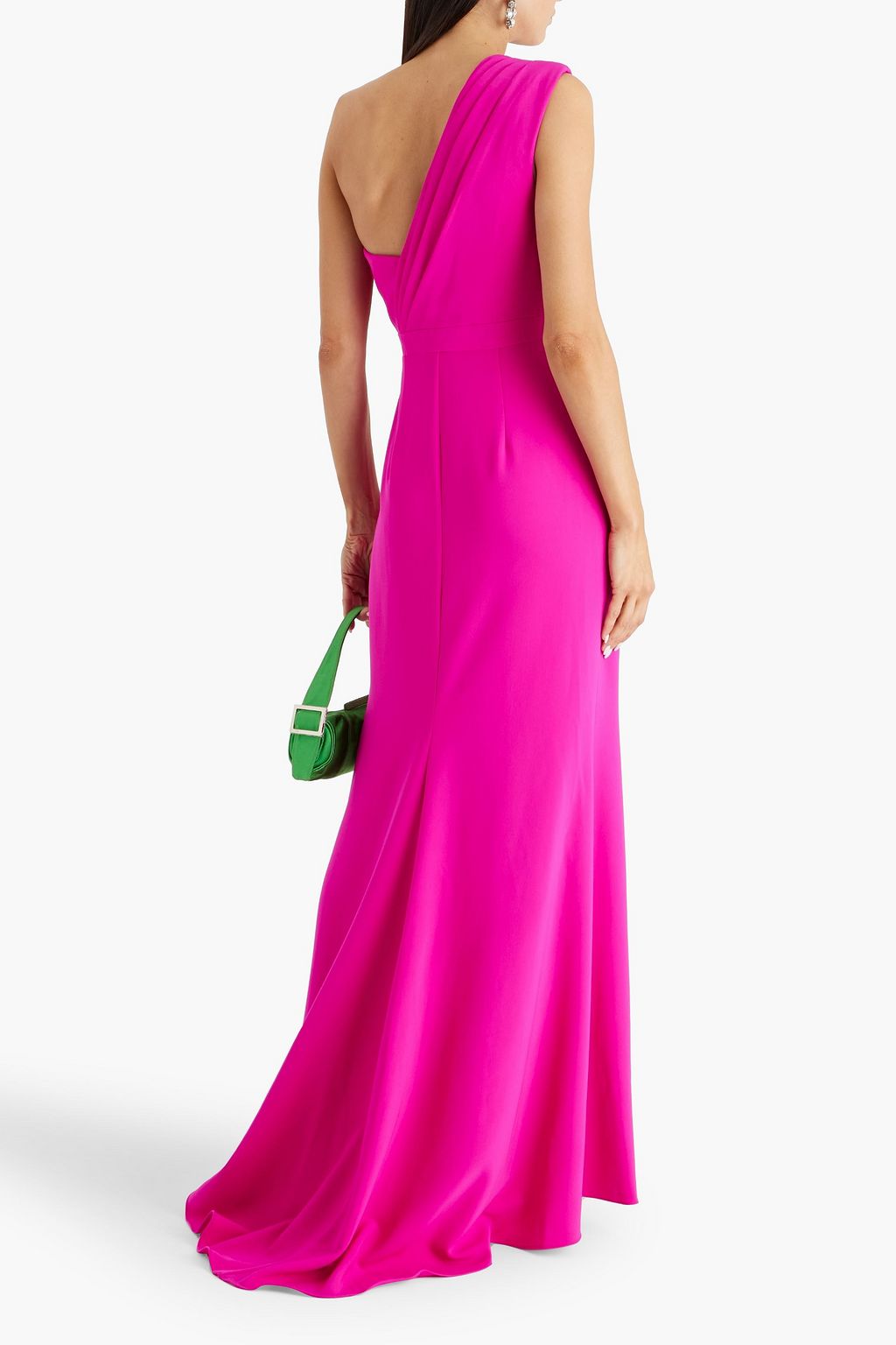 BADGLEY MISCHKA فستان سهرة من الكريب بتصميم منسدل وبكتف واحد