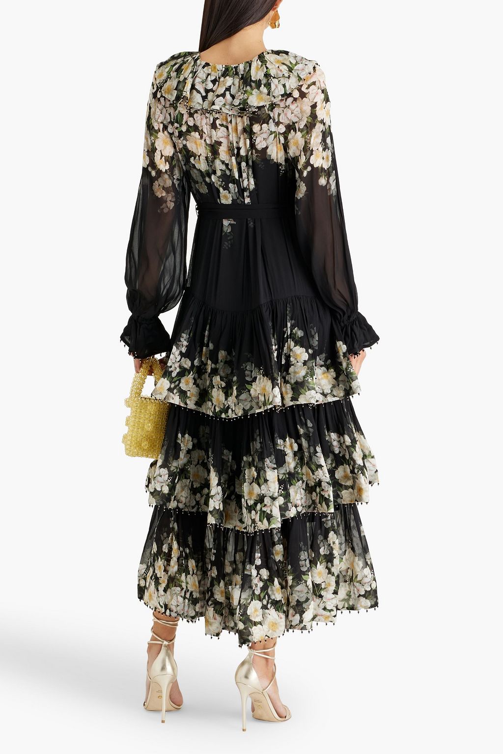ZIMMERMANN Tiered floral-print georgette midi dress