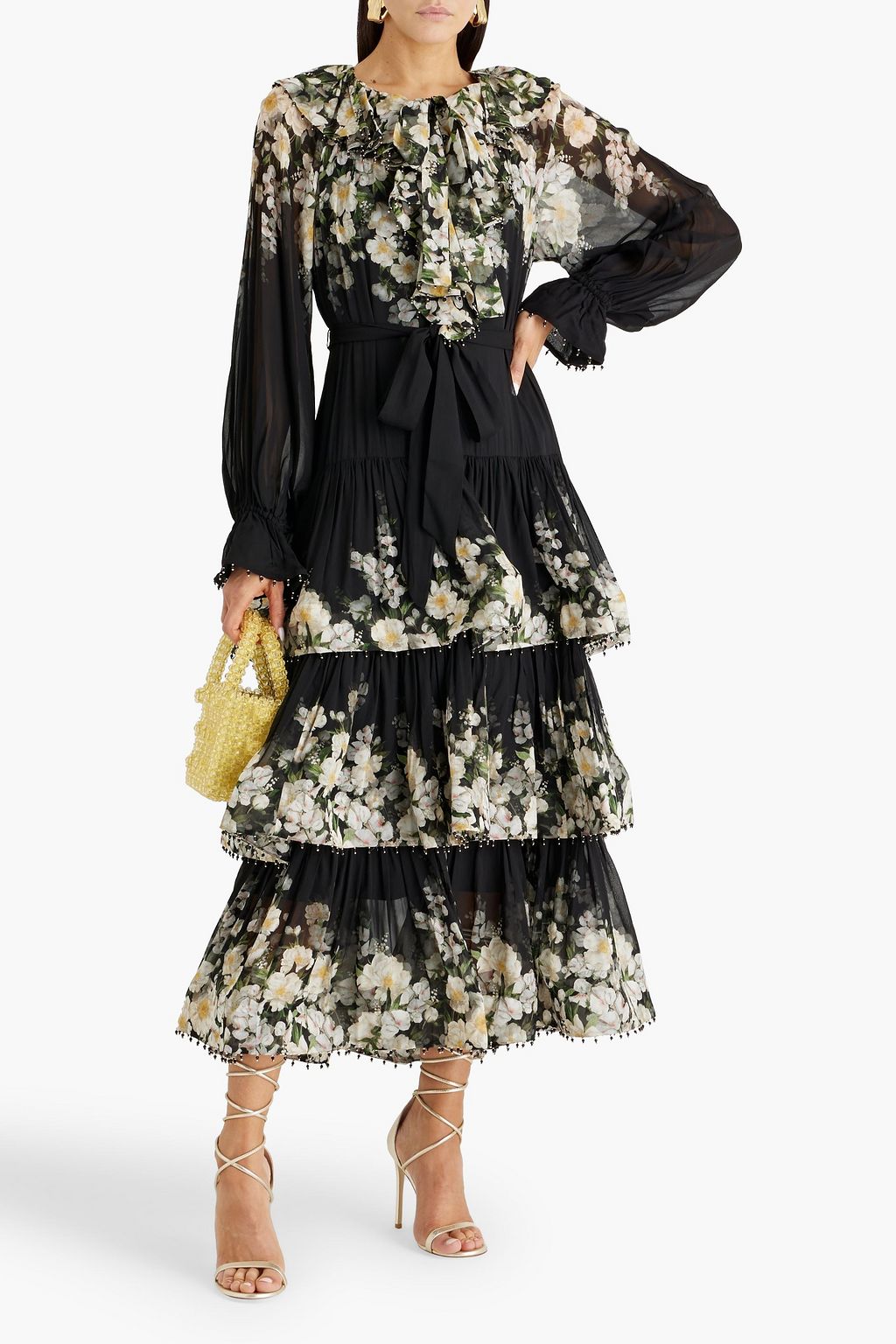 ZIMMERMANN Tiered floral-print georgette midi dress