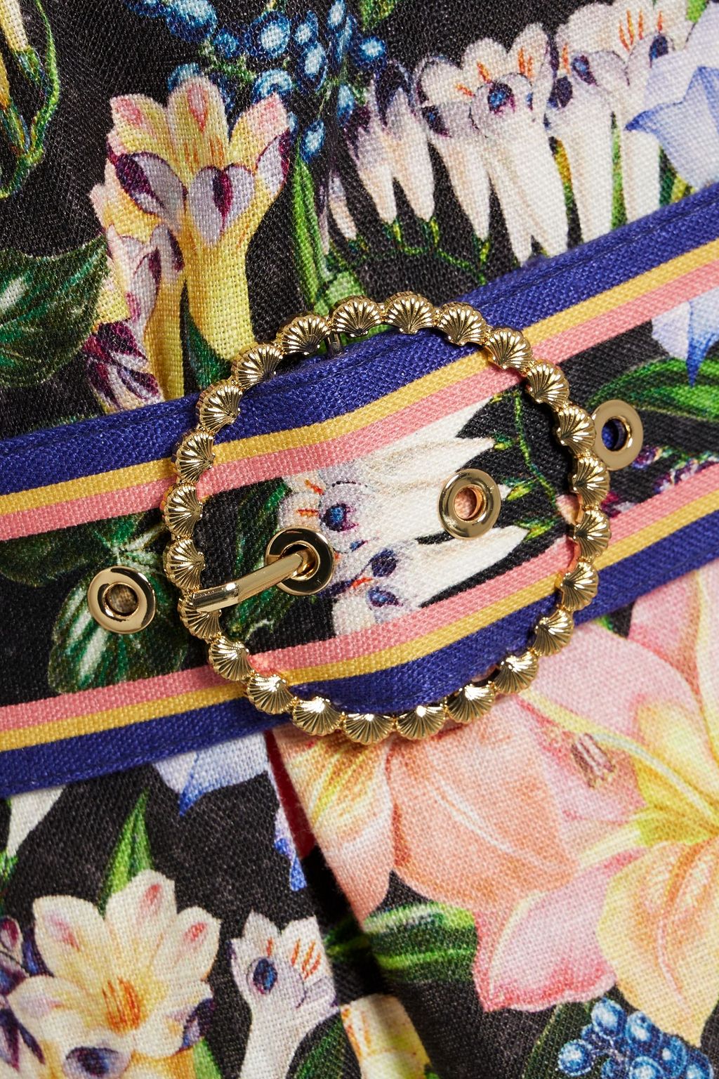 ZIMMERMANN Belted floral-print linen mini shirt dress