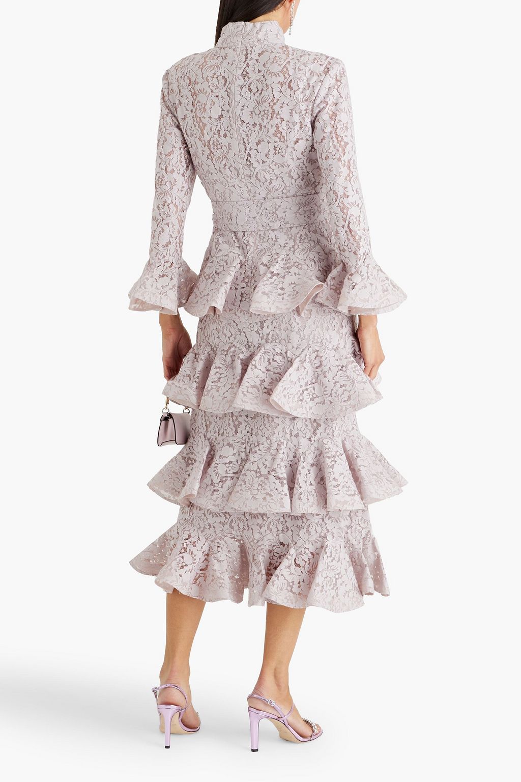 ZIMMERMANN Tiered cotton-blend corded lace midi dress