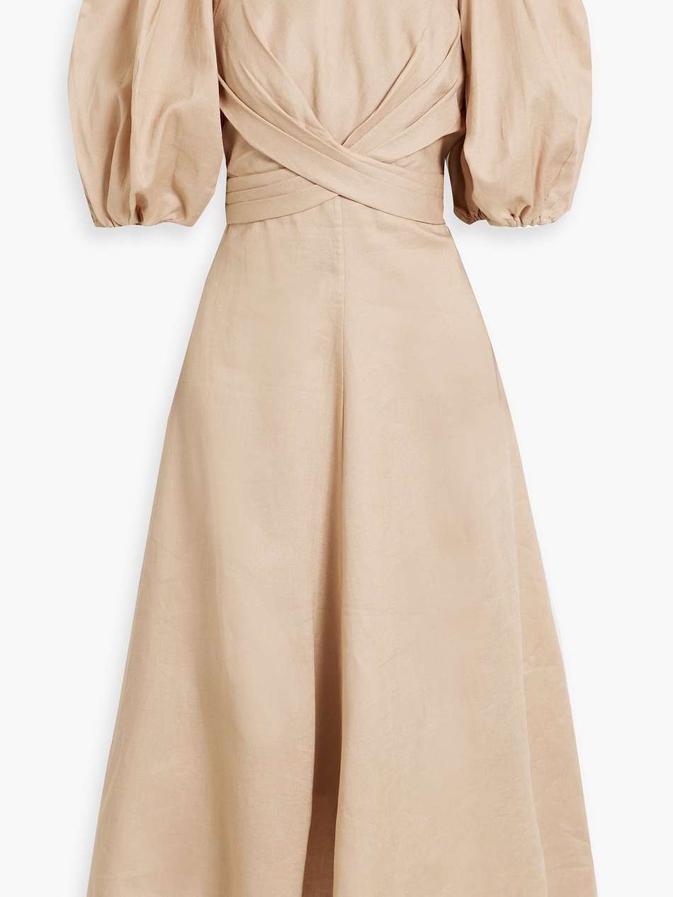 draped linen midi dress