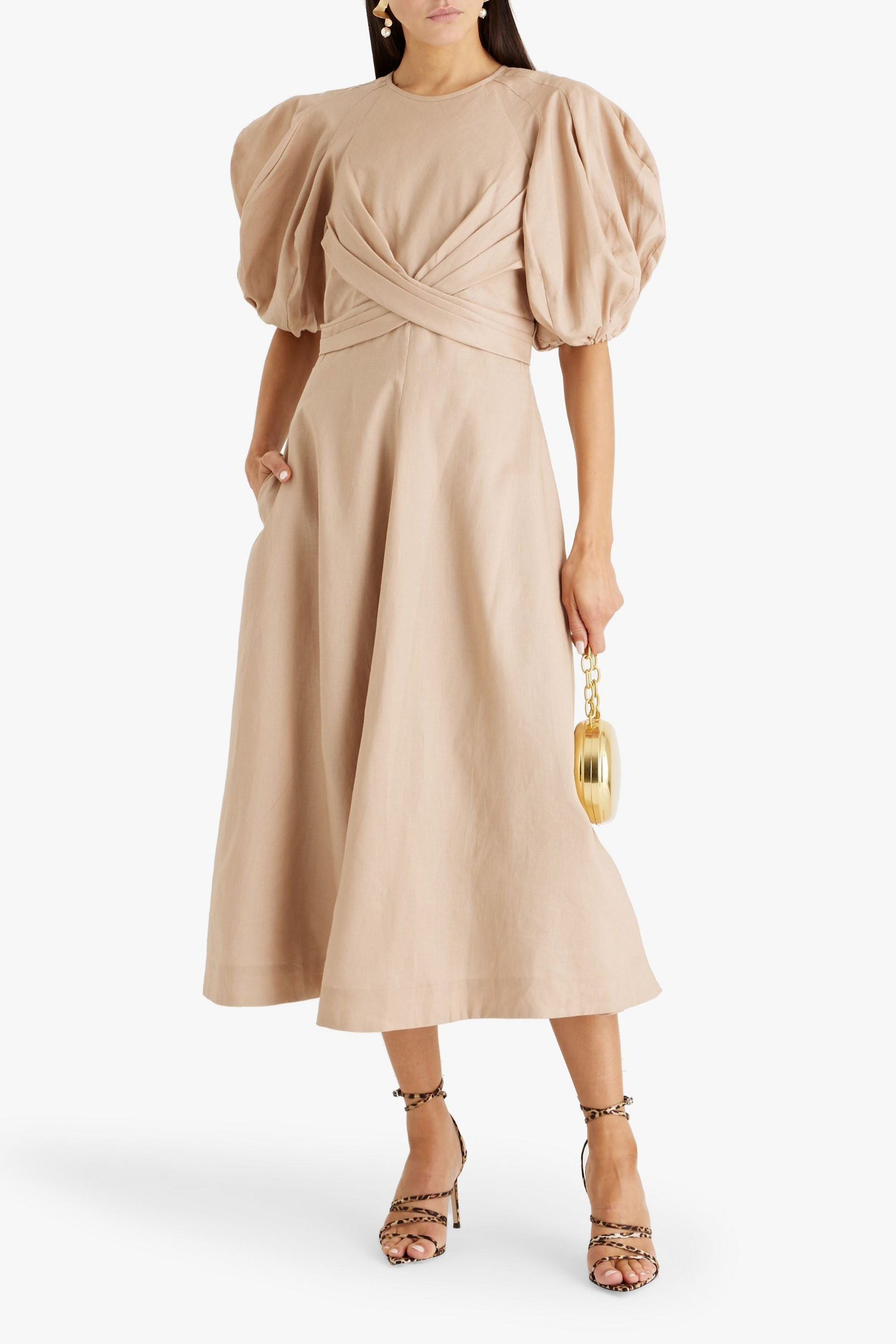 Zimmermann Draped linen midi dress