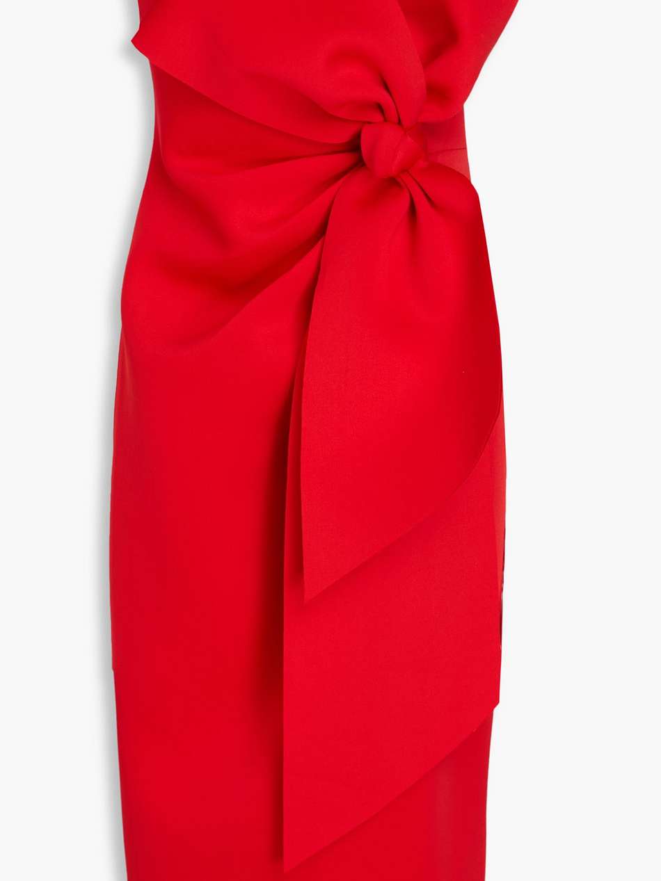 strapless bow-detailed scuba midi dress