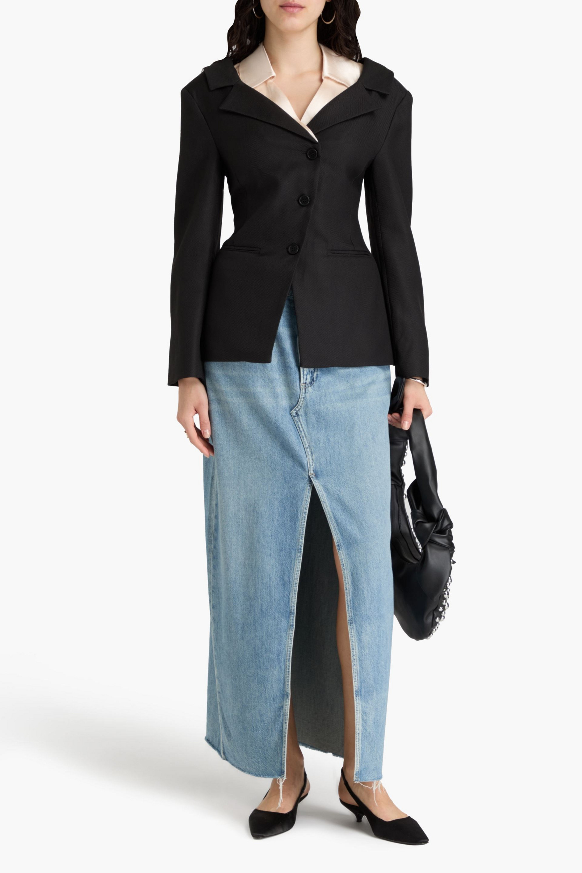 Stine Goya Satin-paneled twill blazer