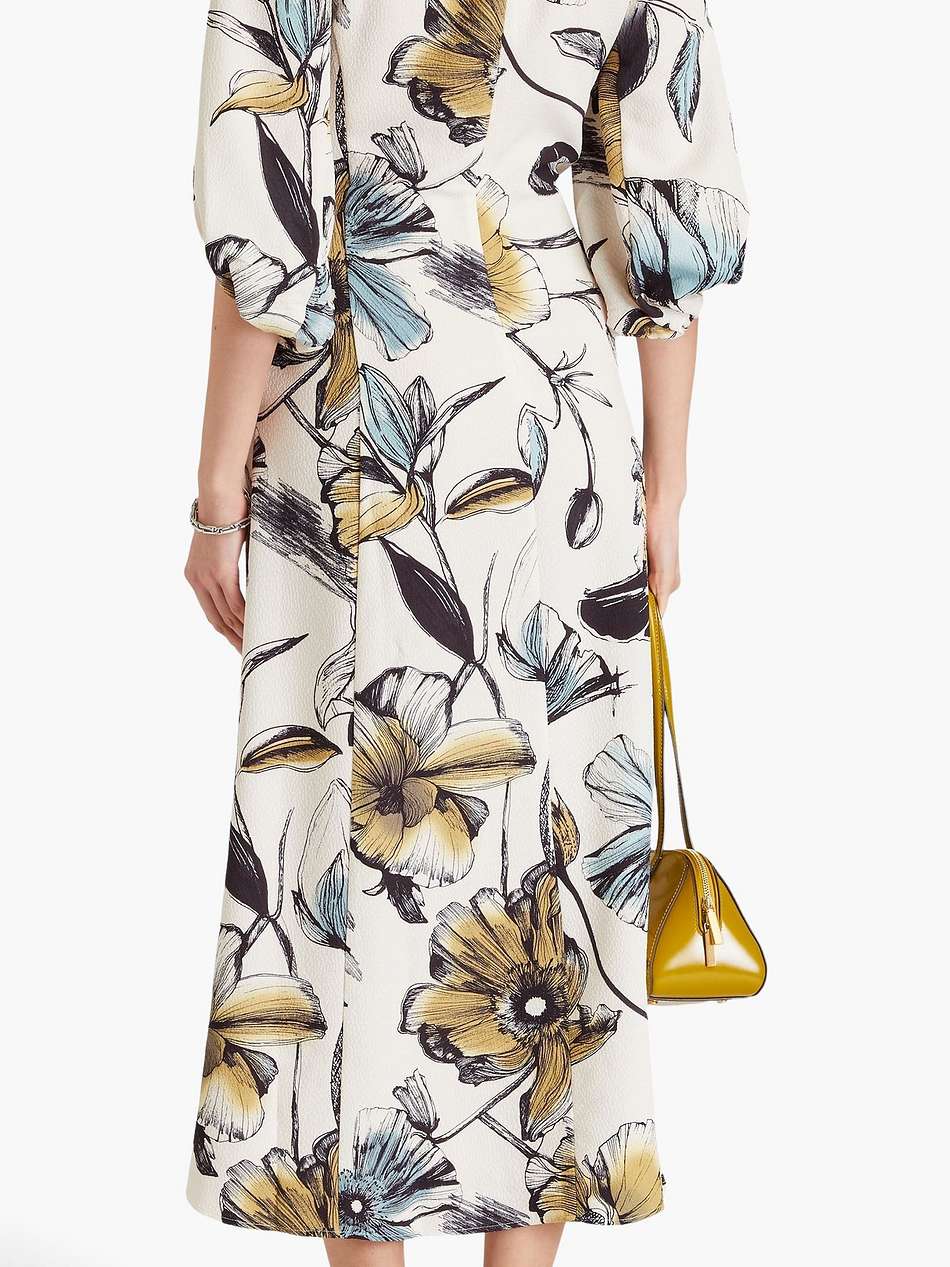 floral-print jacquard midi dress