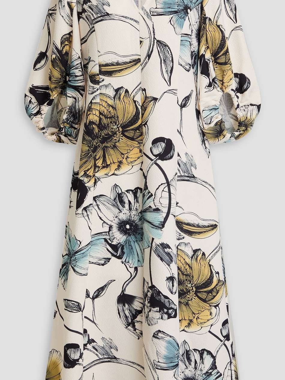 floral-print jacquard midi dress