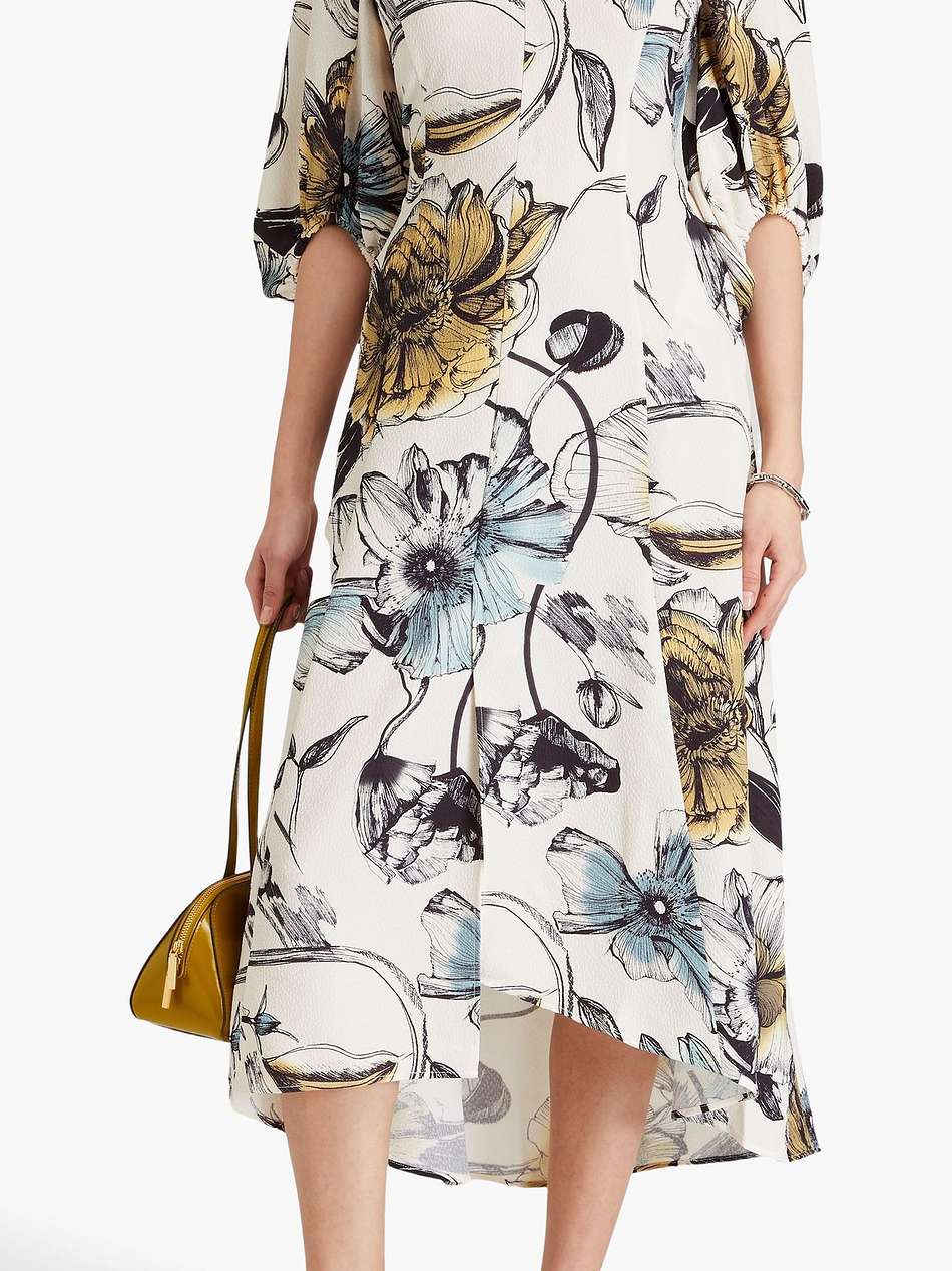floral-print jacquard midi dress